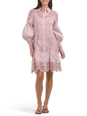 MARCHESA ROSA Lace Guipure Mini Dress